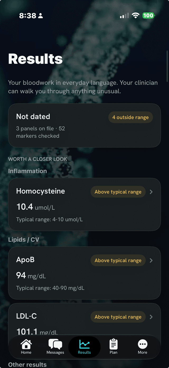 Crebral for iPhone — bloodwork results explained in plain language